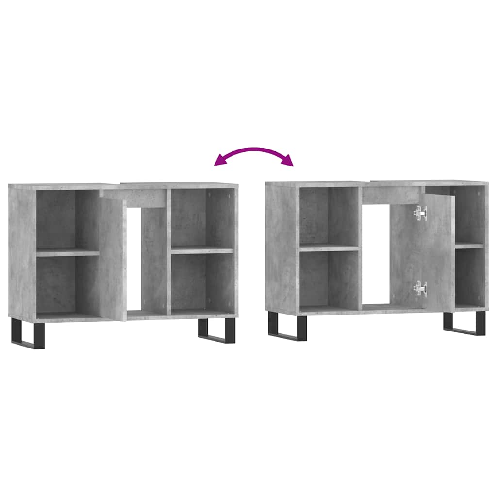 Bathroom Cabinet Concrete Grey 80 x 33 x 60 cm Engineered Wood