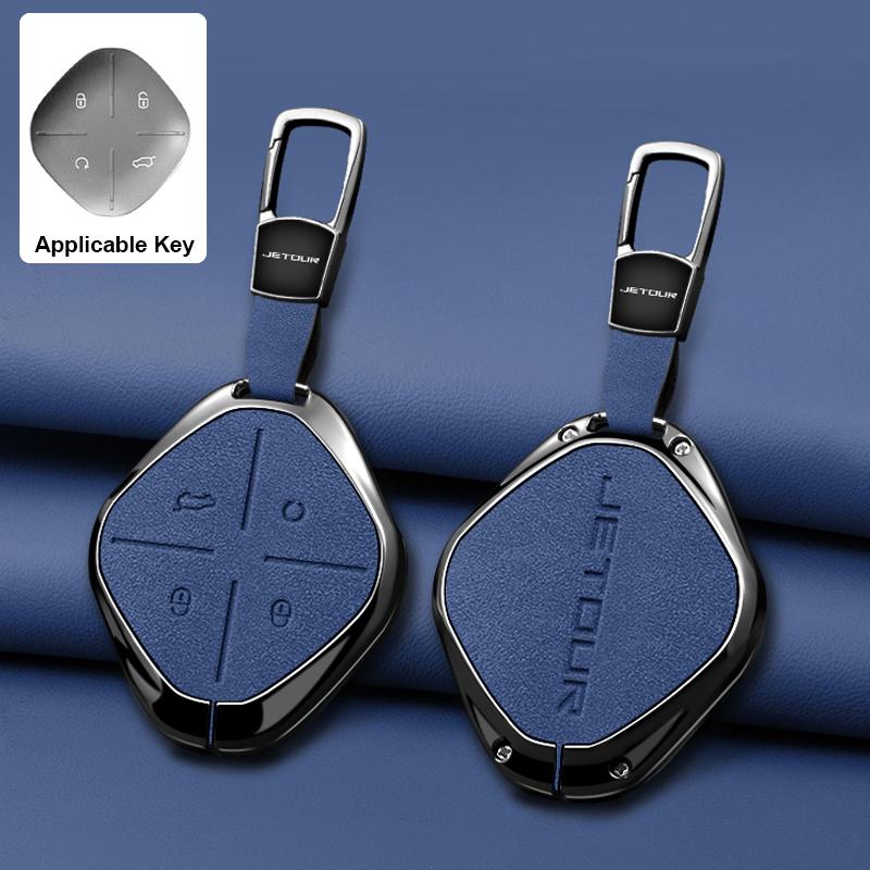 Zinc Alloy Leather Car Key Case Full Cover Shell Holder for Chery DASHING X-1 Plus DTC Jetour 2022 2023 Auto Keychain Accessori