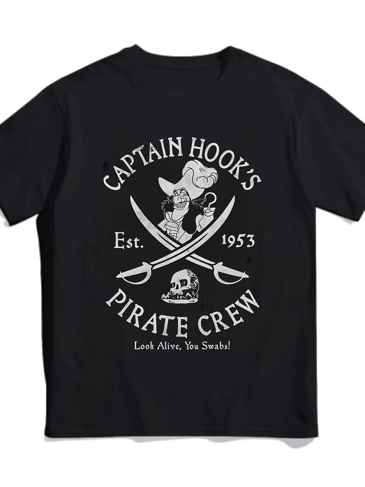 Captain Hook Pirate Crew T-Shirt | Same Style for Men And Women, 2026 Summer, L