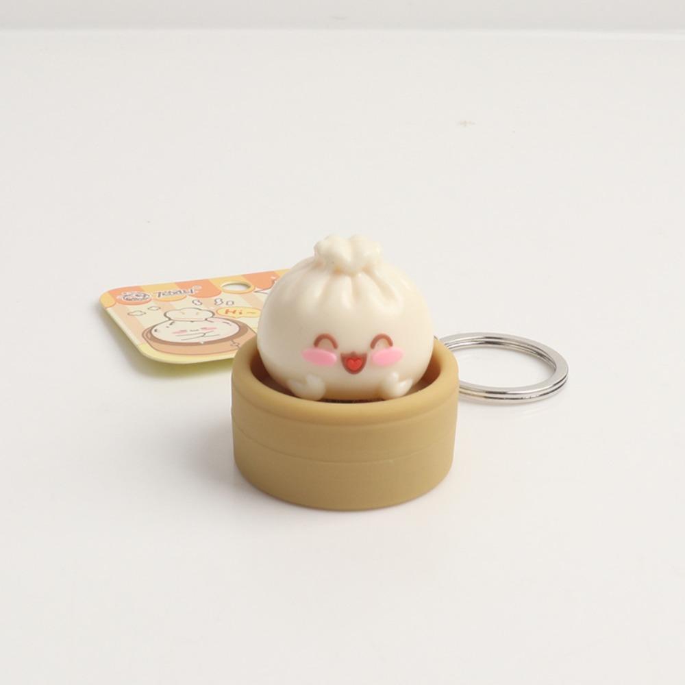 Cartoon Clicker Keychain Sensory Keyboard Fidget Toy Simulation Steamed Bun Keychain Kids Toy random 1piece