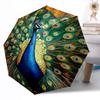 Vibrant Peacock Stained Glass Art Portable Automatic Umbrella Compact & Durable 8-Rib Design Durable Plastic & Iron Travel Essential Fashion Lovers
