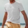 Outdoor Freizeit Sommer Herren Gestreiftes T-Shirt Klassischer Basic Stil Kurzarm Rundhals Lockere T-Shirts Sommer Sport OOTD T-Shirts