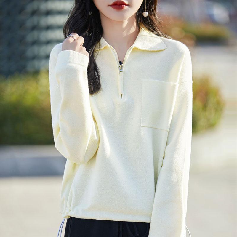 Dámský kašmírový svetr Qinghe kašmír 50% vlna 50% hedvábí Dámský podzimní a zimní kašmírový svetr měkký a teplý