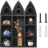 Gothic Window Crystal Shelf Display for Wall, Miniature Display Case, Crystal Display Rack, Gothic Boho Black Essential Oil Shelf, Wall Mount Stand