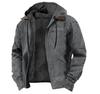 Men's Casual Fleece-Lined Cotton Hooded Jacket with Zipper Pockets