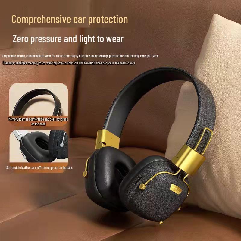 Retro Foldable Noise-Canceling Bluetooth Over-Ear Headphones: Long Battery Life & High Sound Quality, Multi-Functional Wireless Design.