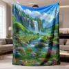 2026 New Flannel Blanket 1pc with Bright Digital Print - All-Season, Lightweight, Washable In Machine - Ideal for Sofa, Travel,