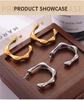 Elegant C-Shaped Stud Earrings, European/American Style, Irregular Design, Titanium Steel, Real Gold Plated, Cold & Sophisticated Appeal