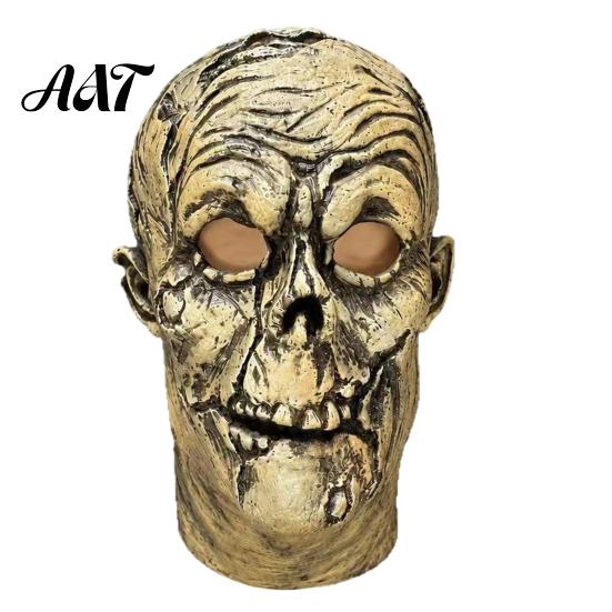Soft Latex Horror Mask Halloween Scary Mask, Realistic Rotten Skeleton Hood, Party Durable Skull Headgear Comfortable for Secret Room & Cosplay Props
