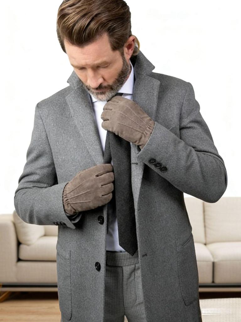 2025 European Men's Woolen Mid-Length Single-Breasted Fashion Overcoat