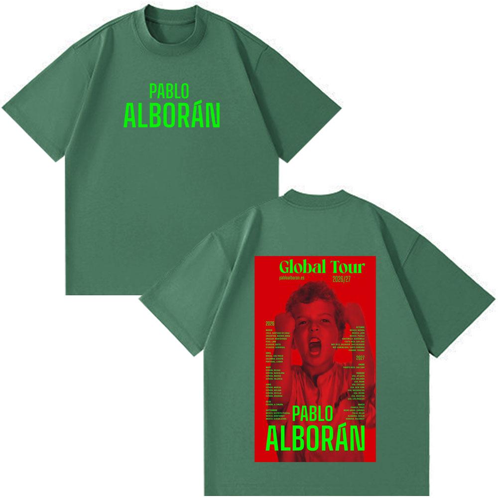 Singer Pablo Alborán Kmo Global Tour 2026 Print TShirt Men Women Hiphop Vintage Tshirts Shortsleeved Loose Aesthetic T Shirts