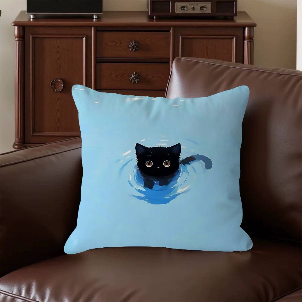 

Cute Cartoon Cat Cushion Cover 30x50 Polyester Sofa Cushions Decorative Throw Pillows Home Decoration Pillowcover 16x16Inch