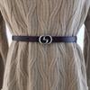 Women Cowhide Modern Belt Slim Leather Waist Belt Snap Closure Daily Outfits