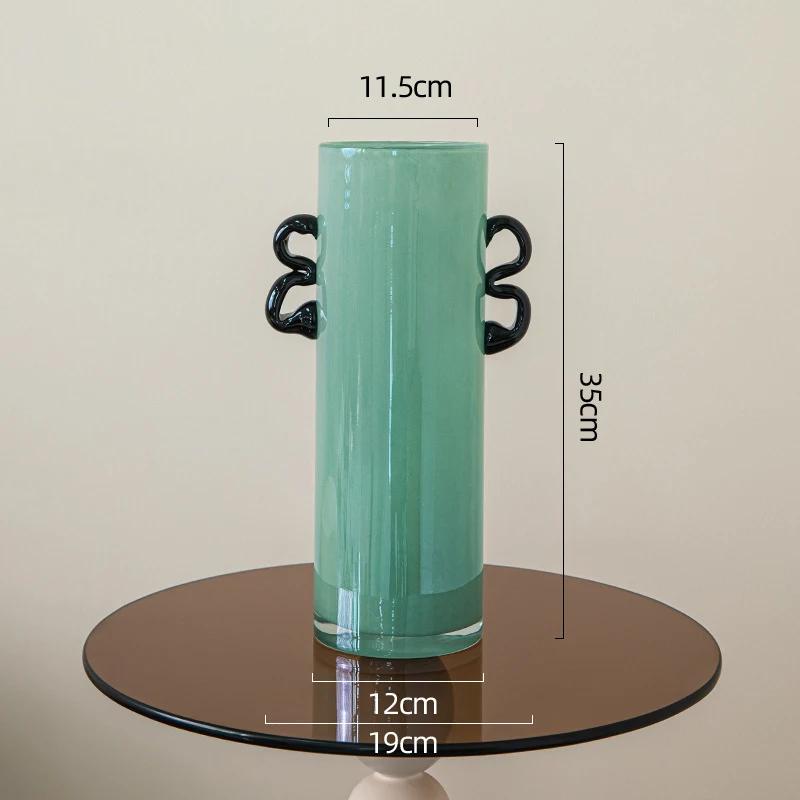 Emerald Green Delicate Glass Vase Hydroponics Plant Pots Table Decoration Flower Arrangement Floral Vases Room Aesthetic Decor