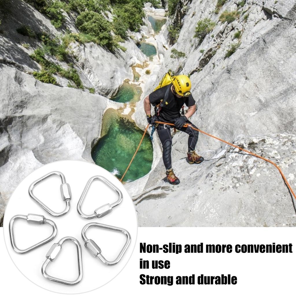 5pcs   Locking Carabiner Stainless Steel Portable Easy to Carry Carabiner for Camping Hiking