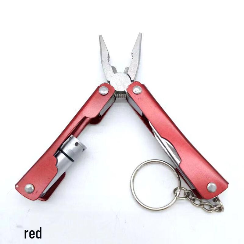 miflame Red Mini Multifunction Folding Pliers with LED Light