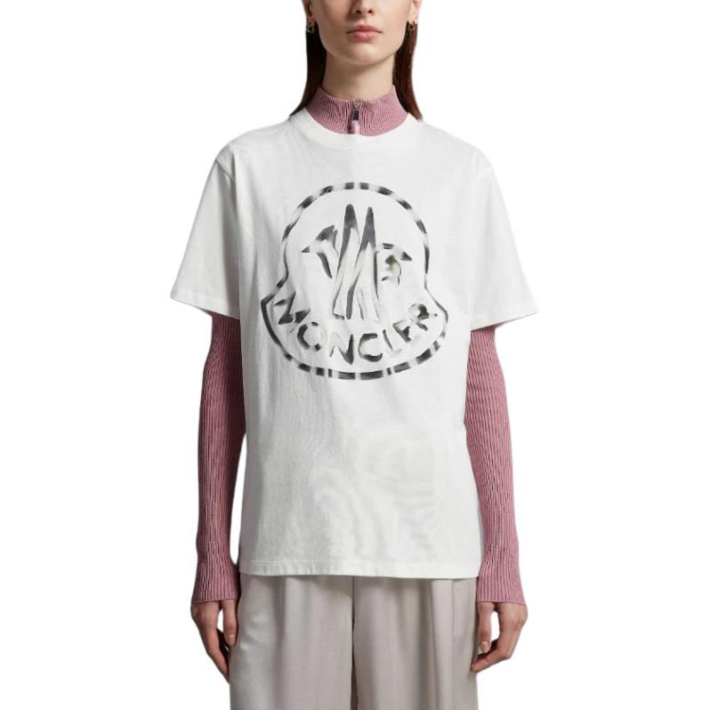 Moncler SS23 Round Neck Pullover Straight Casual Short Sleeve T-Shirt Women Tops White I10938C00018899WS033