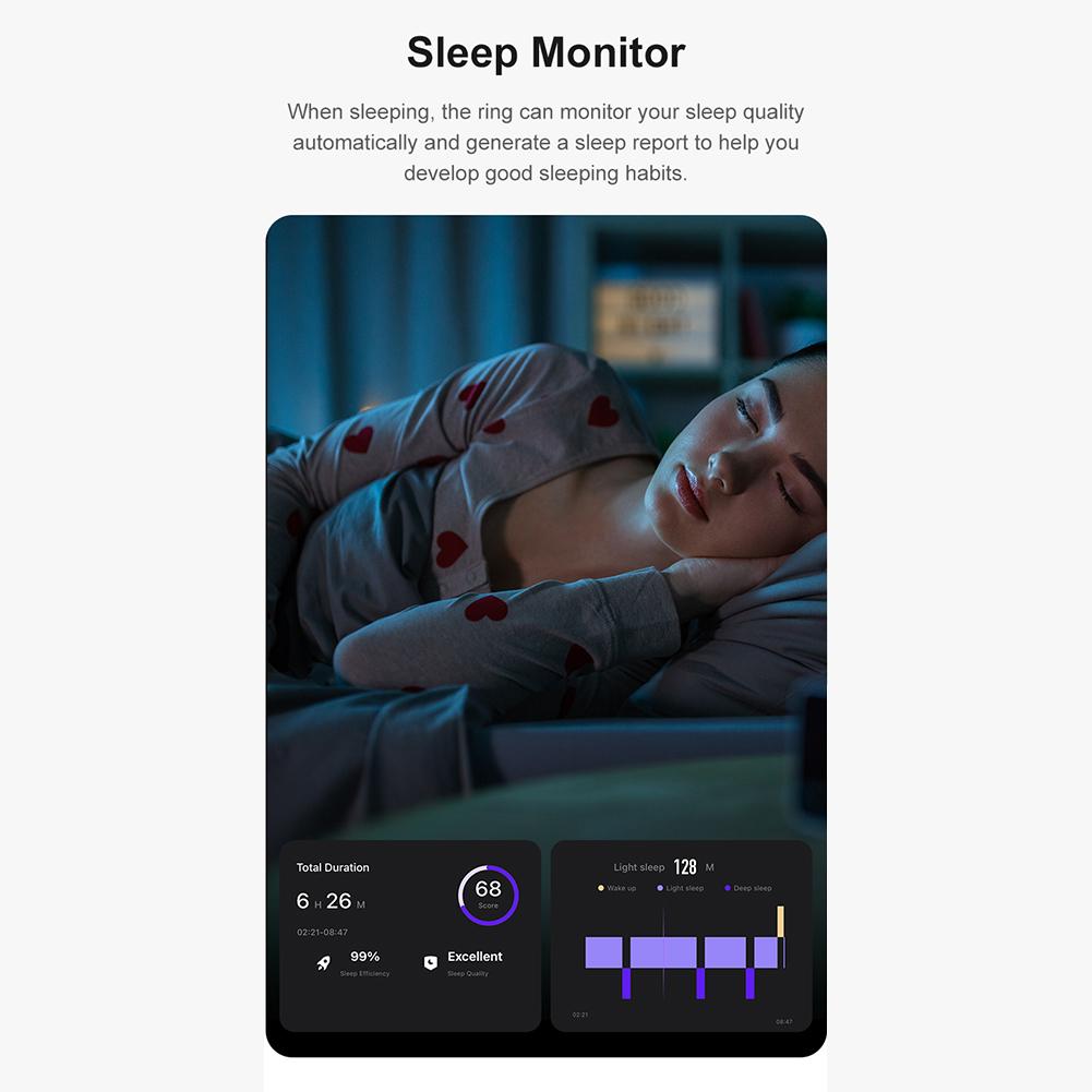 R09 Smart Ring Heart Rate Blood Oxygen Sleep Monitoring Health Fitness Rings with Charging Case Sport Health Ring for Men Women