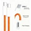 60W USB C To Type-C Fast Charging Cables Orange Nylon Braided Data Line for IPhone 17 ProMax 17 Pro Air Dual C Charger Wire