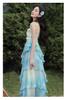 Women's Summer Ruffle Lace Patchwork Strappy Skirt Set