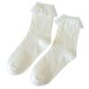 JK Girl Ruffle Lace Trim Cotton Ankle Socks Jacquard Knit Frilly Socks for Women