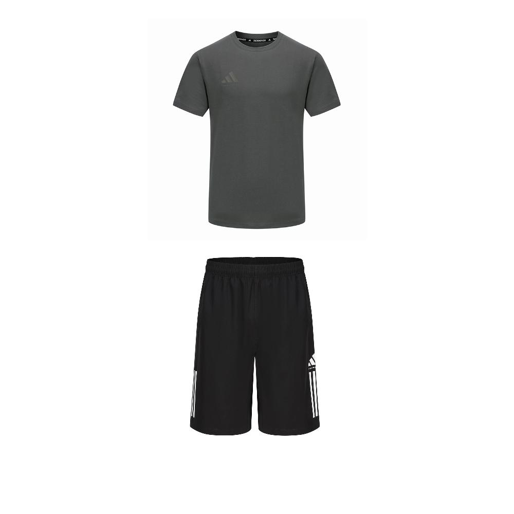 

Adidas Taekwondo Breathable Round Neck Pullover Simple Short Sleeve T-Shirt Fashion Lace-Up Shorts Casual Sports Suit ADICLTS24CTK-GFC+S21ATMSH1T-BW S