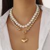 Pearl Love Pendant Necklace Sense Niche Clavicle Chain Titanium Steel Neck Chain Jewelry