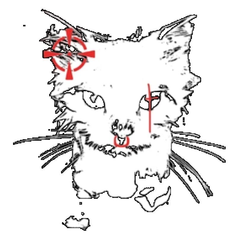 Women's Vintage Cartoon Cat Printed Black Short-Sleeve T-Shirt