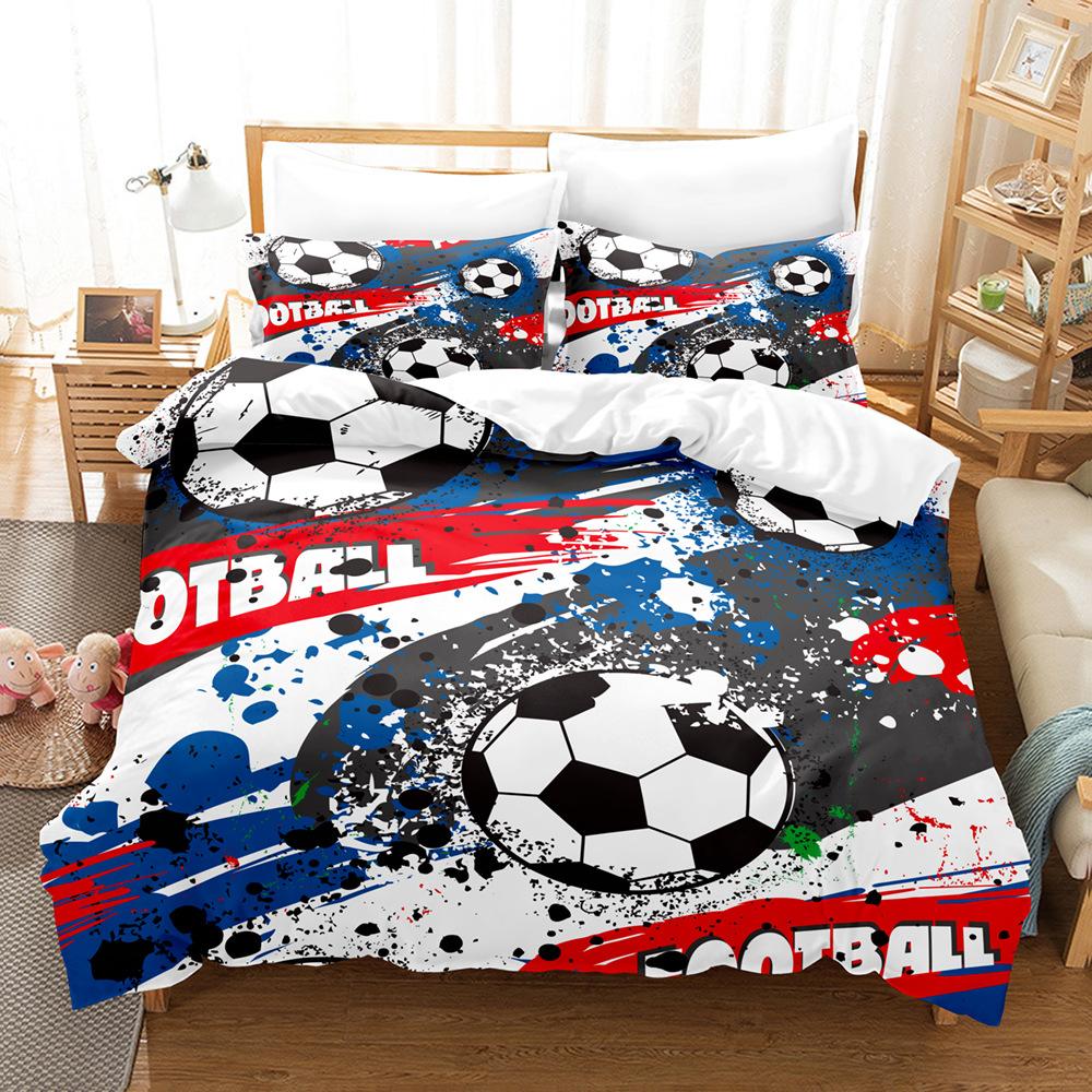 3d Digital Printing Football Three-piece Quilt Cover Set