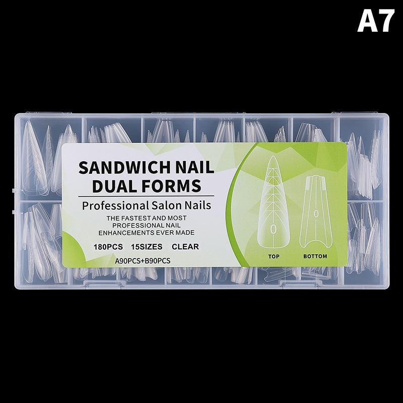 

180Pcs Sandwich Dual Nail Forms Nail Extension Mold Easy To Shape Oval/Coffin For Extension Building Fake Tools A7
