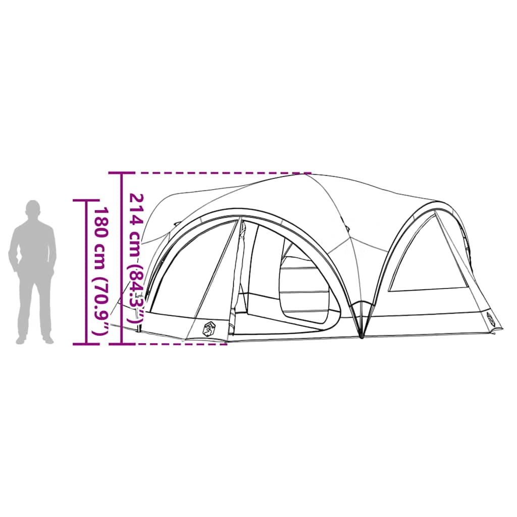 Family Tent for 10 Persons Green and Grey 460 x 430 x 214 cm