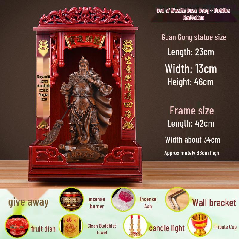 Guan Gong God of Wealth Statue - Attracts Prosperity, Worship Niche Decor.