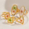 Geometric Summer Transparent Ring Stainless Steel Open Ring Retro Eternal Flower Ring  Couple
