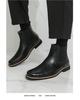 Men's Embroidered Leather Chelsea Cowboy Boots, Retro British Style, High-Top Slip-On, Short Winter Boots