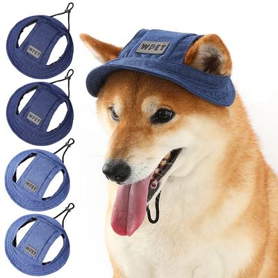 Chapeau de soleil pour animaux de compagnie Printemps Été pour chats et chiens Casquette de pêcheur respirante avec trous pour les oreilles Protection solaire et ombre pour les activités de plein air