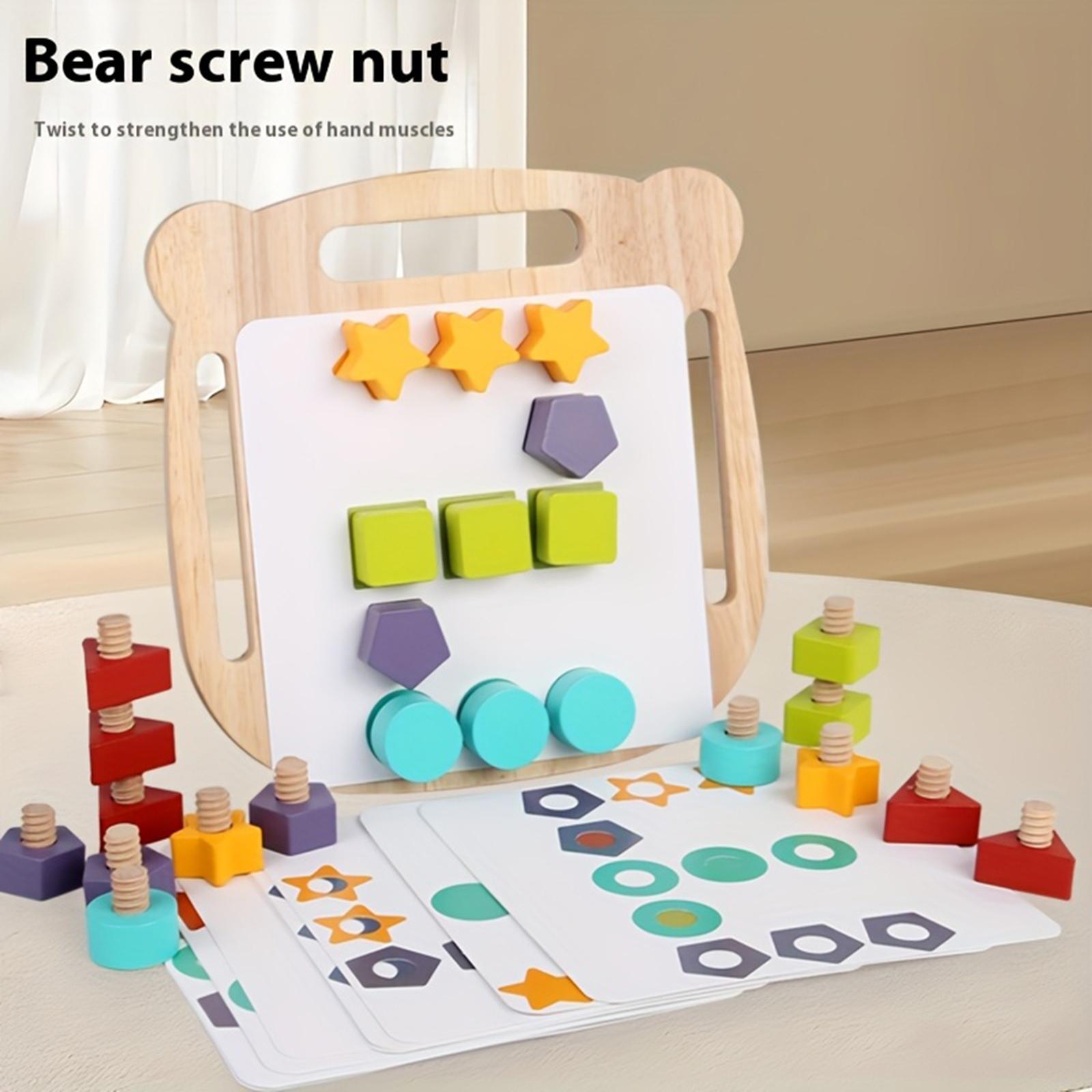 

Kids Wooden Puzzle Screw Toy For Boys And Girls, Cultivating Manual And Brain Ability Board Game,Holiday Gift One Size