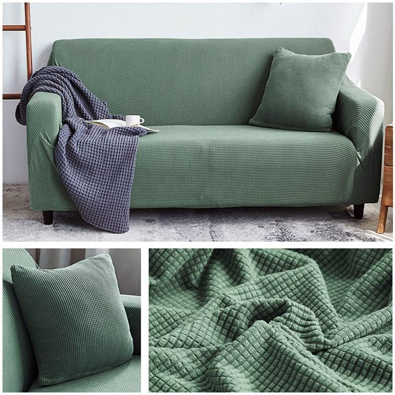 Autumn/winter sofa cover thickened warm solid color elastic plaid living room corner sofa cover furniture protective cover