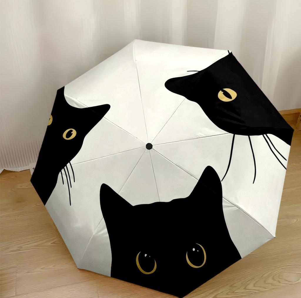 Cats Under Umbrella Rain Portable Automatic Umbrella Compact & Durable 8-Rib Design Compact Design Durable Everyday Carry Umbrella Fashionable