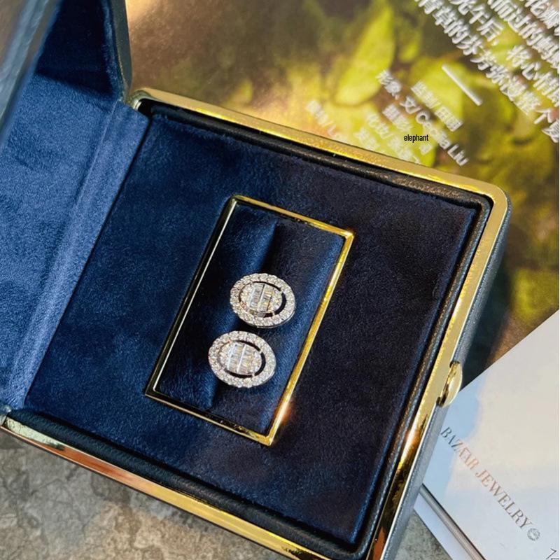 Korean Versatile Micro-set Full Diamond Stud Earrings: High-end, Fashionable Cold Style for Women