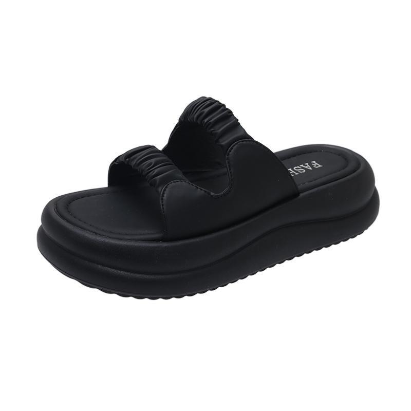 

Fairy cool slippers female outer wear 2025 summer new Internet celebrity ins sandals versatile pleats thick sole 40