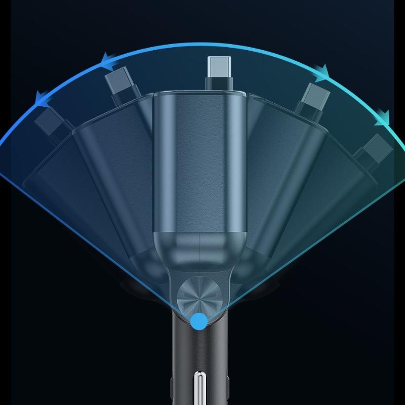 105W Car Charger 4 In 1 Retractable Cable PPS QC PD 30W Fast Car Phone Charger For iPhone 15 14 13 Pro iPad Samsung S23