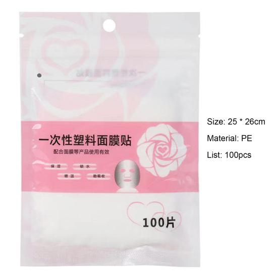 100 ks plastové fólie na jedno použití zabraňující ztrátě vlhkosti PE materiál Víceúčelová samolepka masky s dokonalým střihem pro lázně