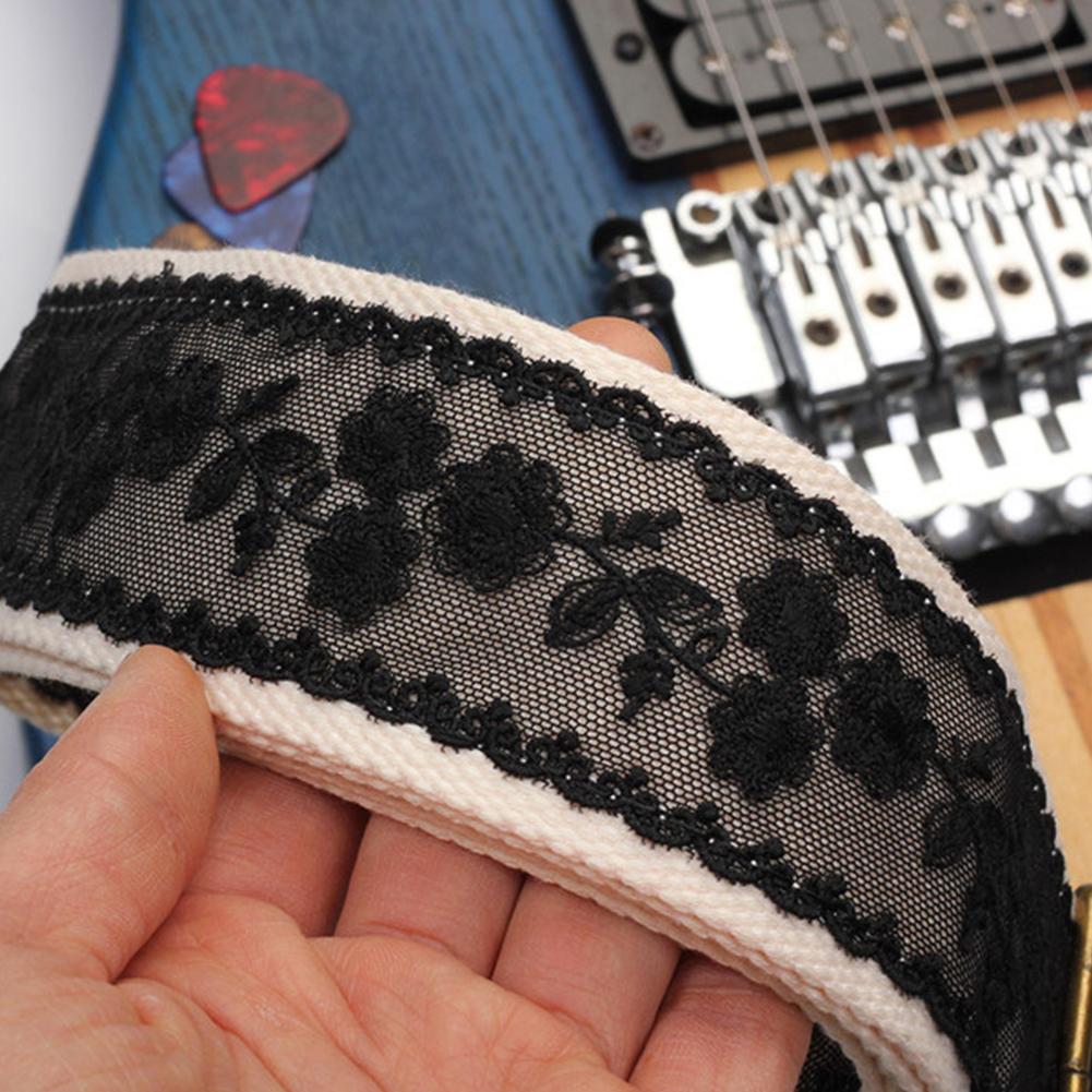 Guitar Strap Vintage Lace Pattern Shoulder Belt With Picks Universal For Bass Electric Acoustic Guitar