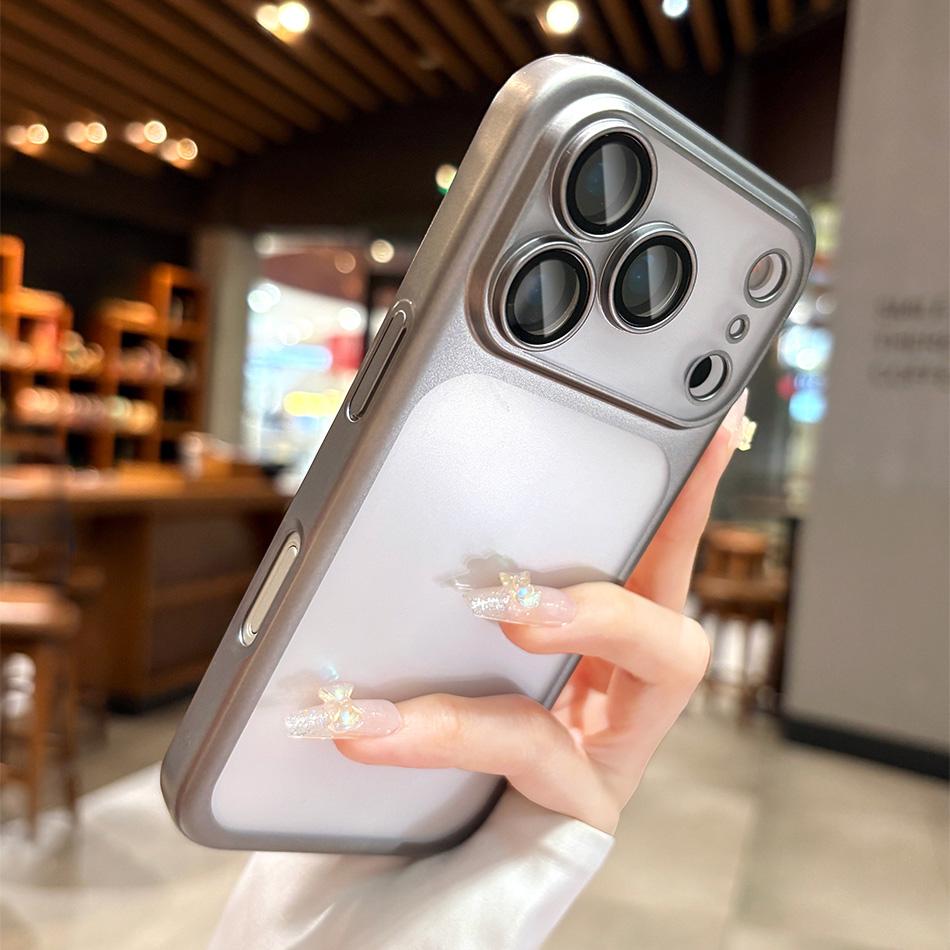 NEW Plating Frosted Translunt PC Phone Case For iPhone 17 Pro Max Air 16 15 14  Official Matte Lens Glass Protect Cover