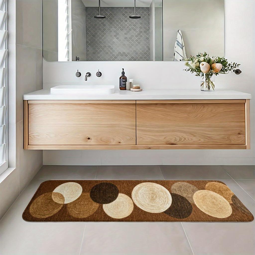 1 Stück Anti-Ermüdungs-Küchenteppiche Brauner Ton Rundes Muster Wasserdicht Rutschfest Dick Gepolsterte Küchenmatte Strapazierfähige Komfort-Standmatte Flur Läufer