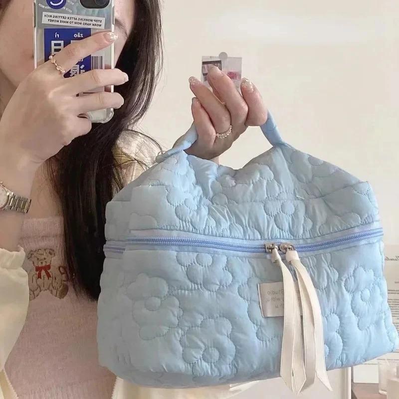 Soft Flower Pattern Women Makeup Bag Toiletries Cosmetic Organizer Zipper Bag Travel Wash Pouch Cosmetic Bag Female Make Up Bags