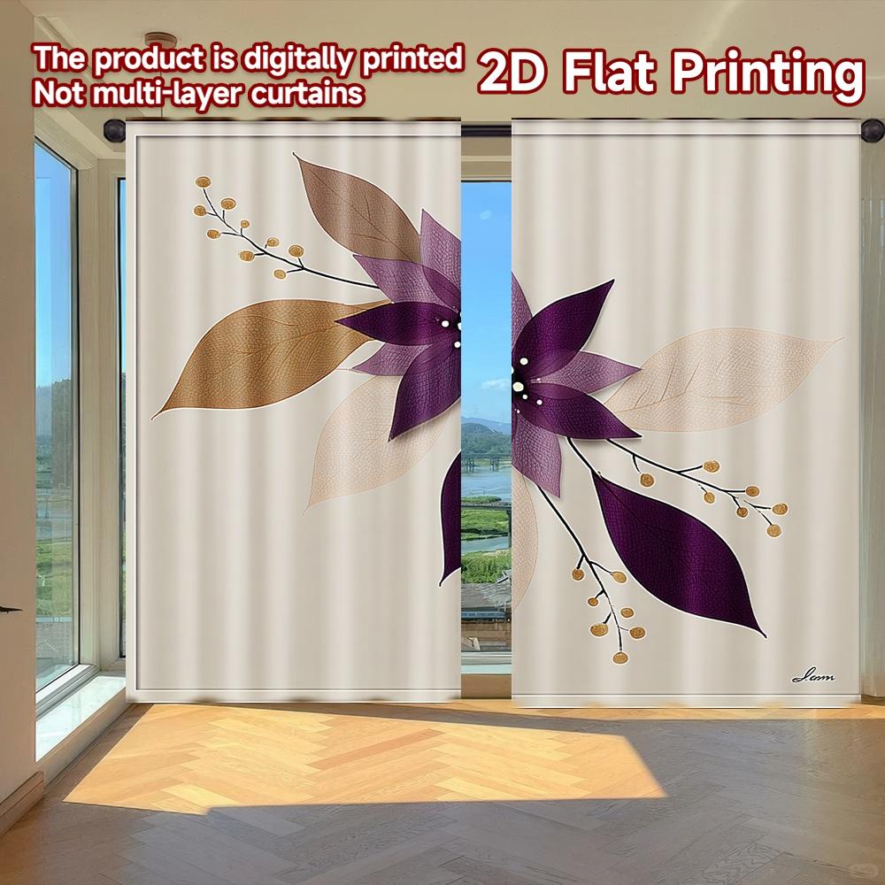 

Flat Printing Curtains Without Rod Floral Elegance Leaves Saint Patrick Is Day Holiday Digital Curtain Set Of 2 Made Polyester Washable W100*H70(CM)-Hooks&1PCS