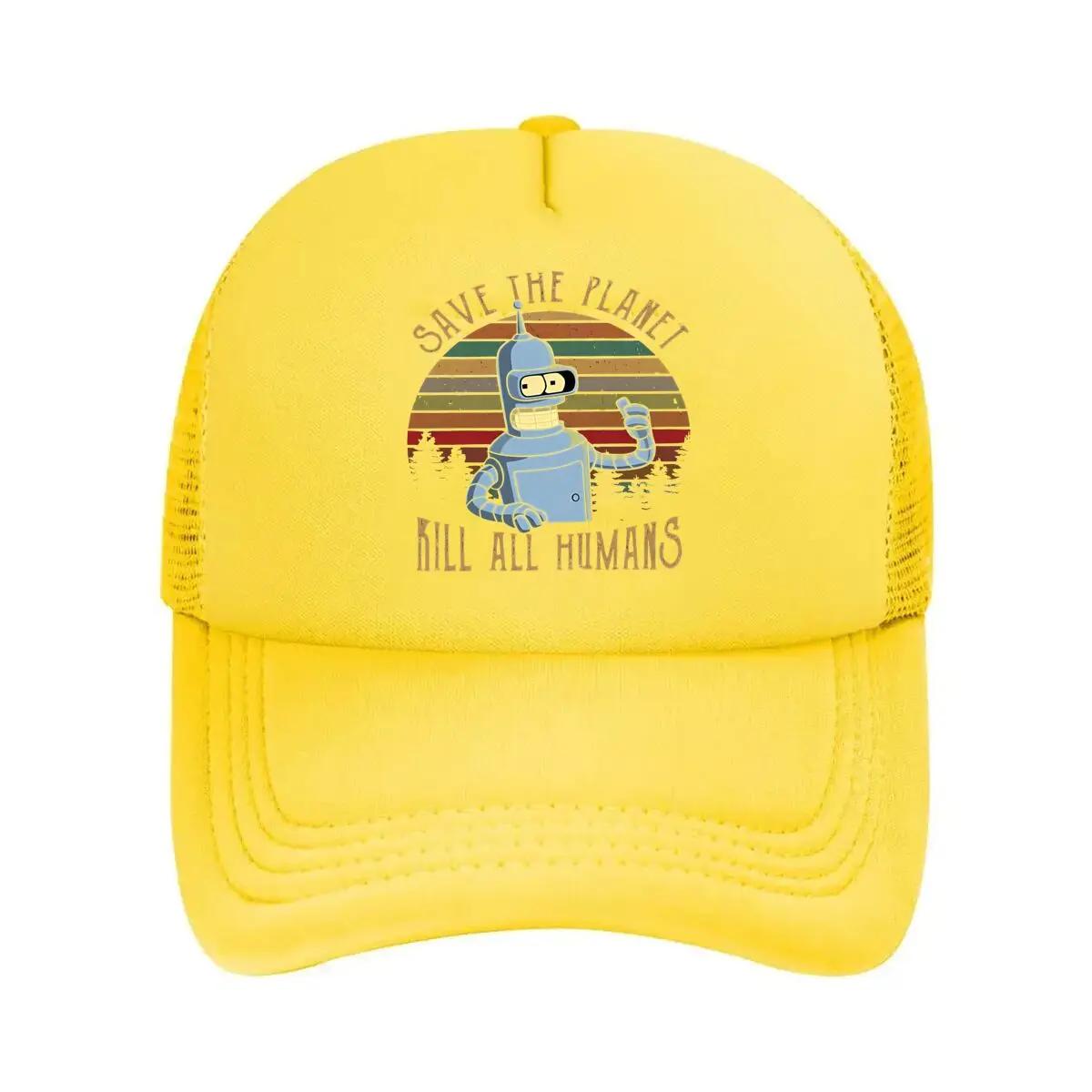 

Bender Planet Retro Futurama Themed Save the Planet Art Mesh Baseball Cap One Size