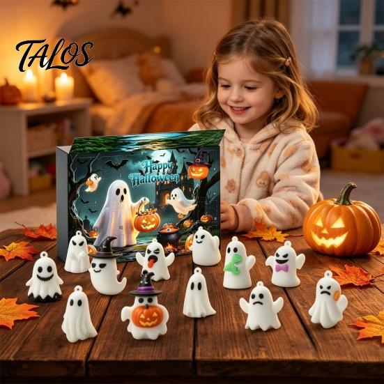 Halloween Puzzle Board 2026 Ghost Advent Calendar, 24 Day Countdown Figurine Set, Spooky Game Collectible Glow In Dark Toy for Kids, Party Favor Kids