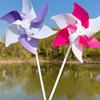 22Cm Six-Leaf Stripes Solid Color Small Plastic Hand-Held Windmills Garden Plant Flower Repellent Windmill Outdoor Decoration